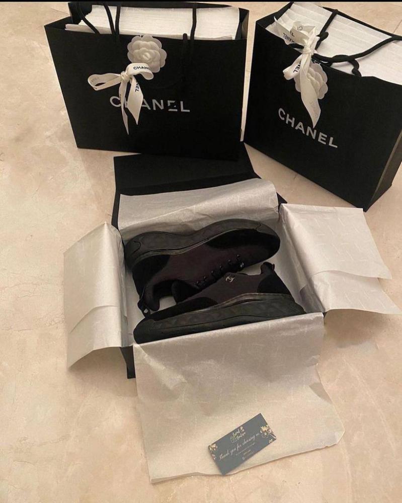 Chanel Black Wmns Calfskin and Nylon Sneaker
