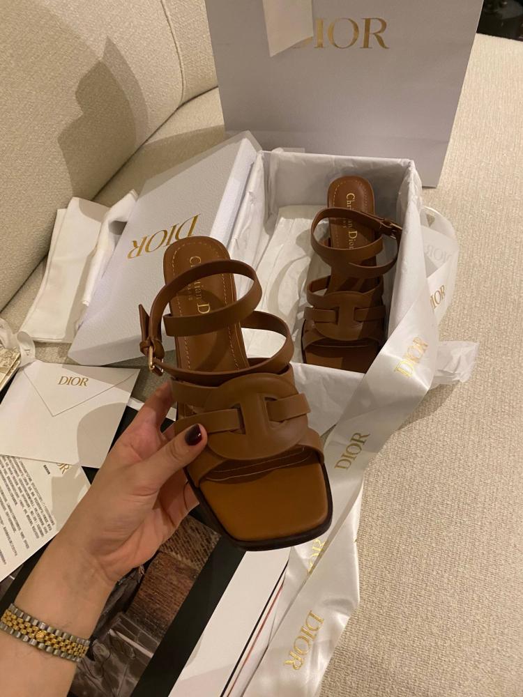 Dior D-Club Heeled Sandal Camel Calfskin