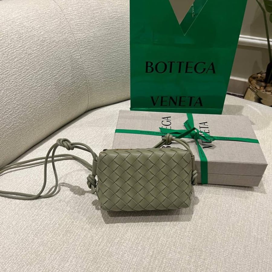 Botte Mini Cross Loop Camera Bag in Braided Leather