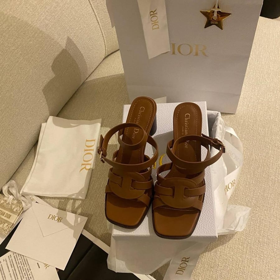 Dior D-Club Heeled Sandal Camel Calfskin