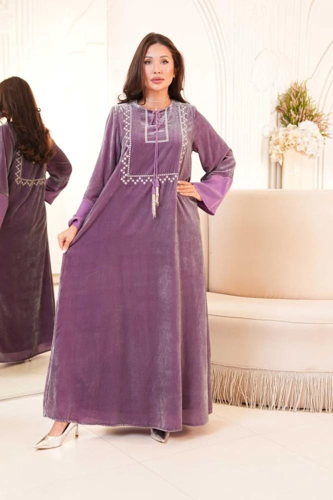 Lavender Velvet Tassel Caftan