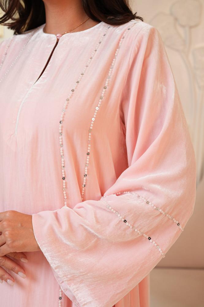 Linear Beaded Pink Dress
