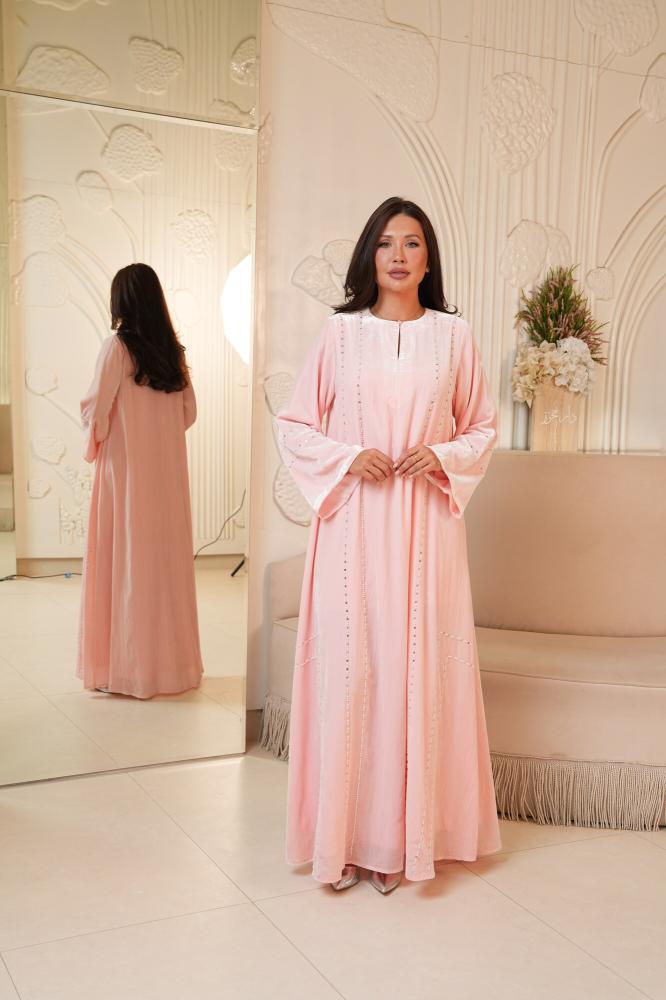 Linear Beaded Pink Dress