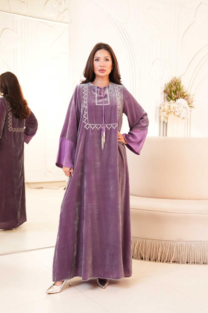 Lavender Velvet Tassel Caftan