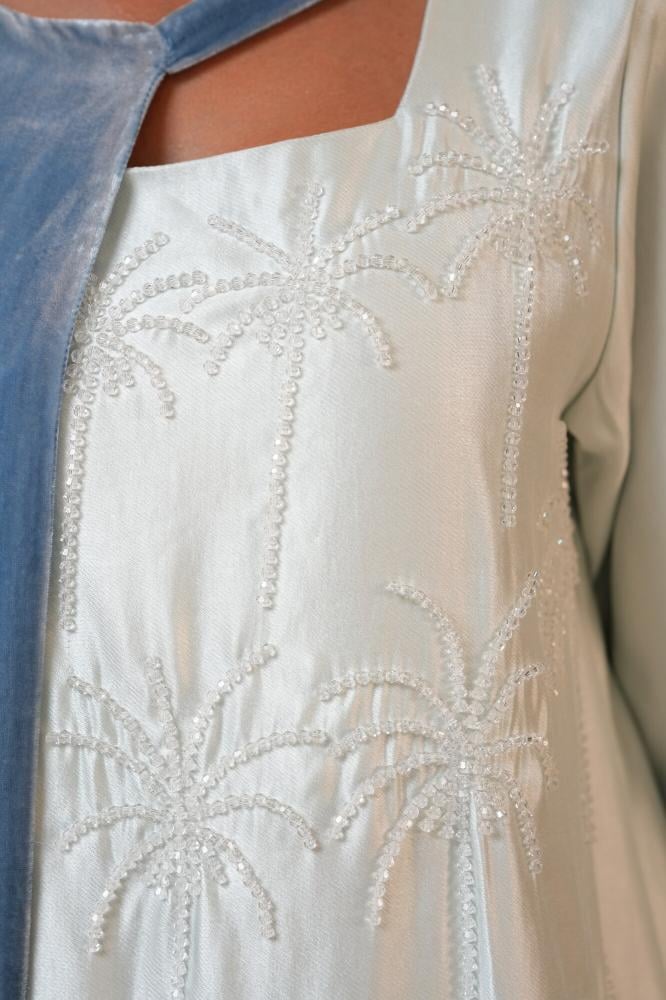 Blue& Ivory Contrast Dress