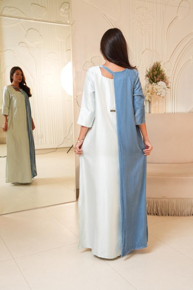 Blue& Ivory Contrast Dress