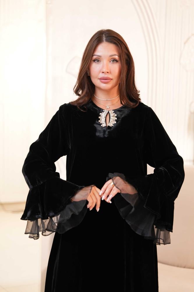 Ruffle Crystal Velvet Gown