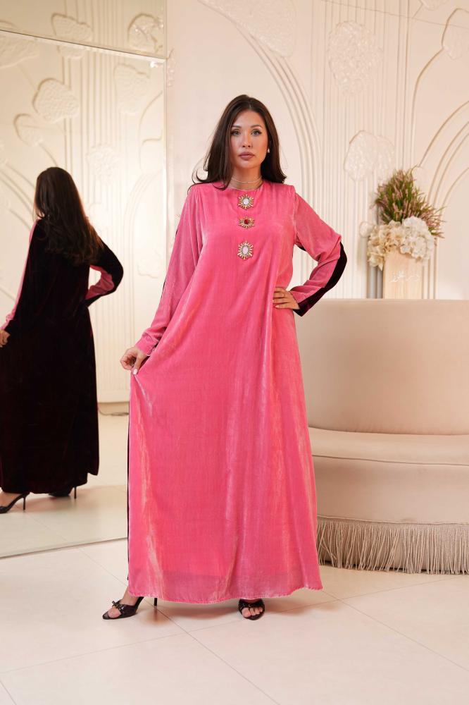 Jeweled Crest Velvet Dress