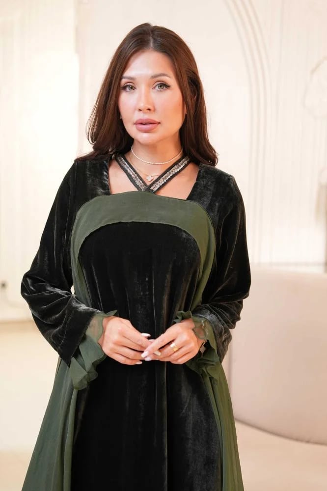 Cross-Neck Velvet Elegance