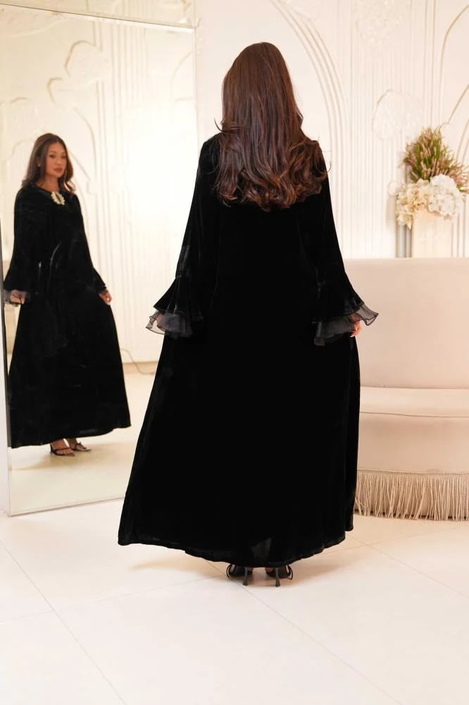 Ruffle Crystal Velvet Gown