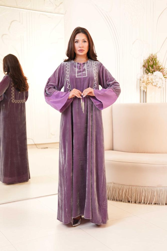 Lavender Velvet Tassel Caftan