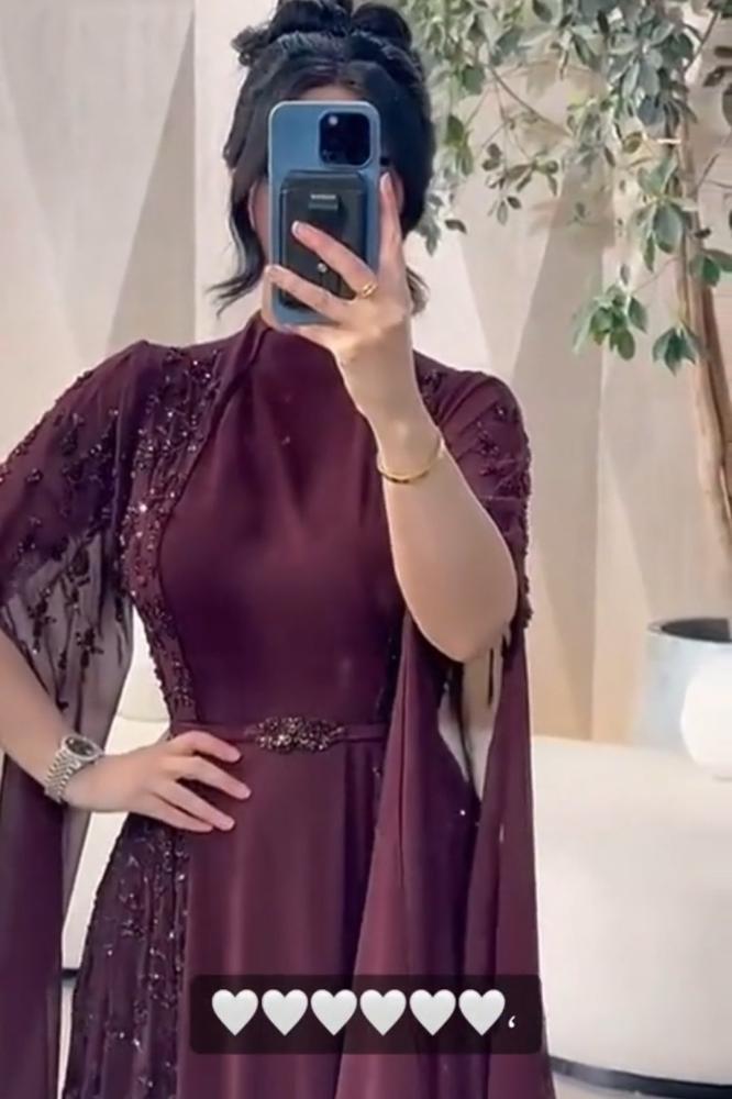 فستان عودي سهره انيق بتطريز يدوي