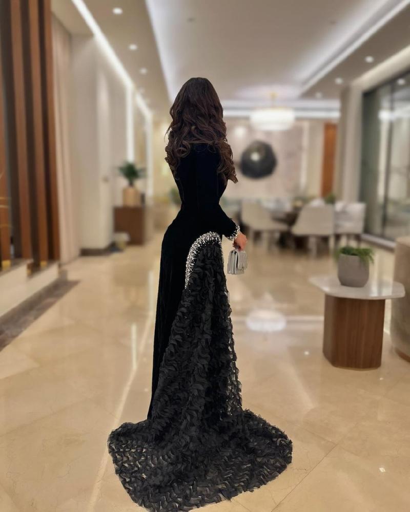 فستان سهره اسود طويل وفخم