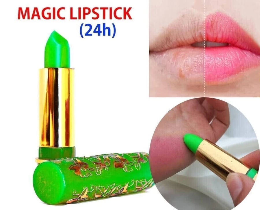 Magical green lip gloss, moisturizing with a pink color and a fragrant scent, also long-lasting from Hair Cosmetics