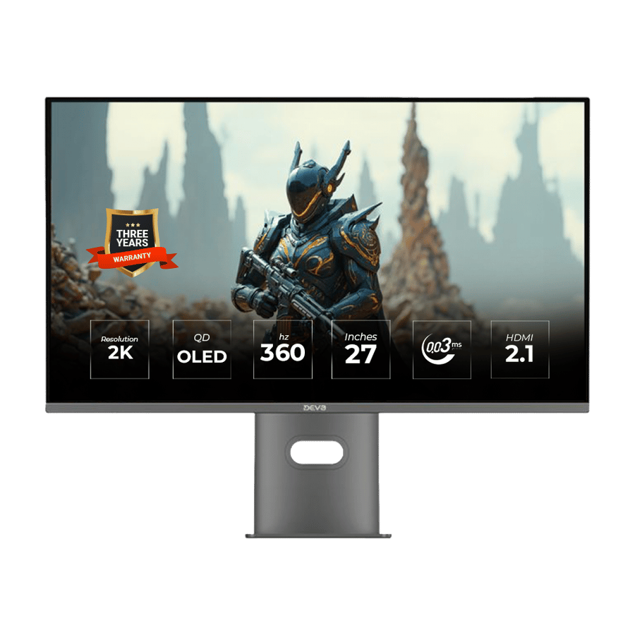 شاشة الألعاب ديفو - DQO27360 - ‏27 بوصة، تقنية QD-OLED، دقة ‎2K‎، معدل تحديث ‎360 هرتز، زمن استجابة ‎0.03‎ مللي ثانية