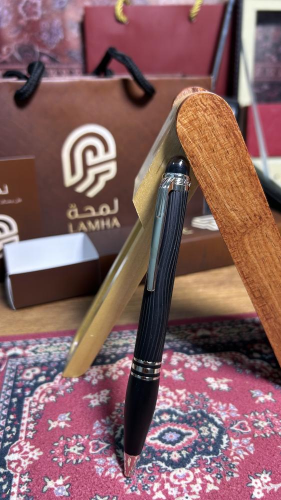 قلم مونت بلانك اسود مقلم-3