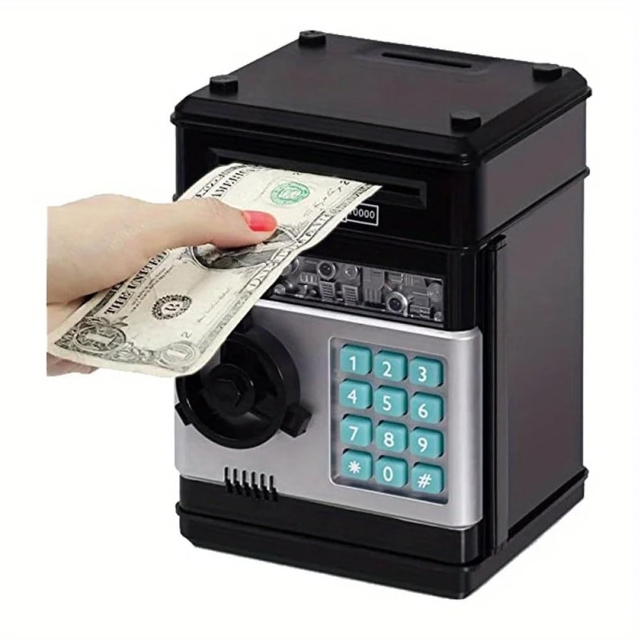 Creative small safe automatic coin bank for saving cash, with password lock and counter, gift for children