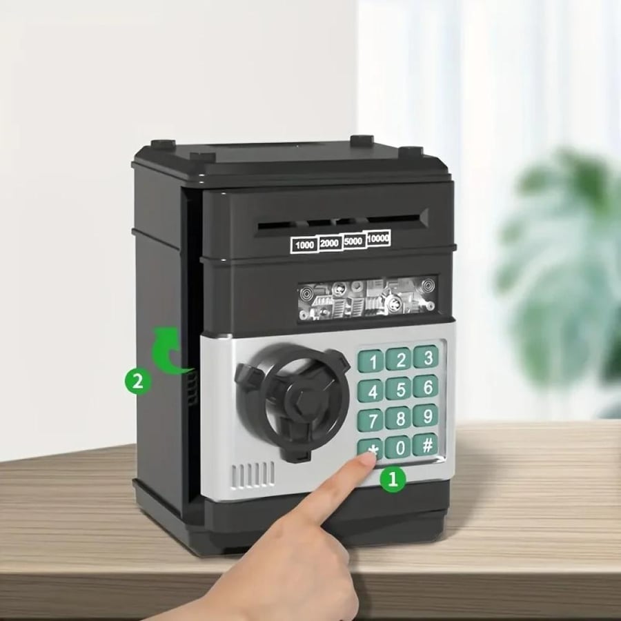 Creative small safe automatic coin bank for saving cash, with password lock and counter, gift for children
