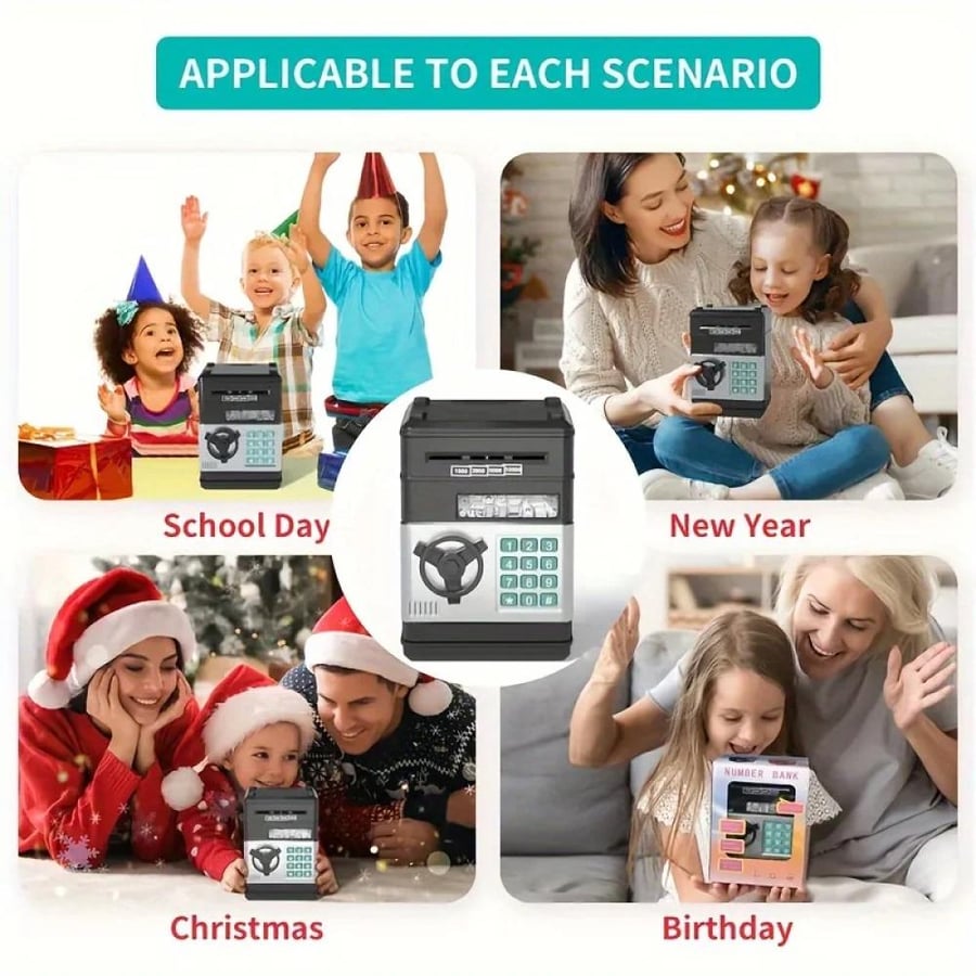 Creative small safe automatic coin bank for saving cash, with password lock and counter, gift for children