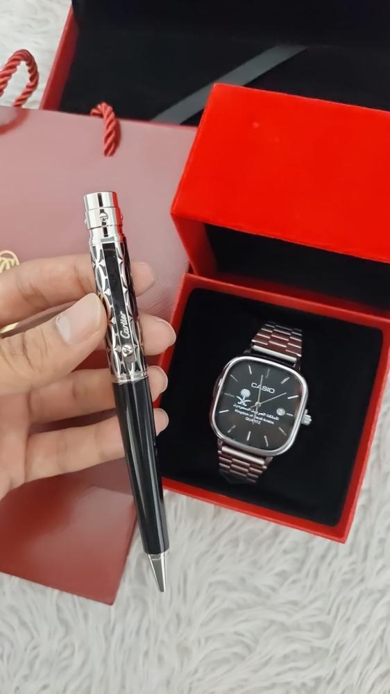 طقم ساعة كاسيو وقلم كارتير