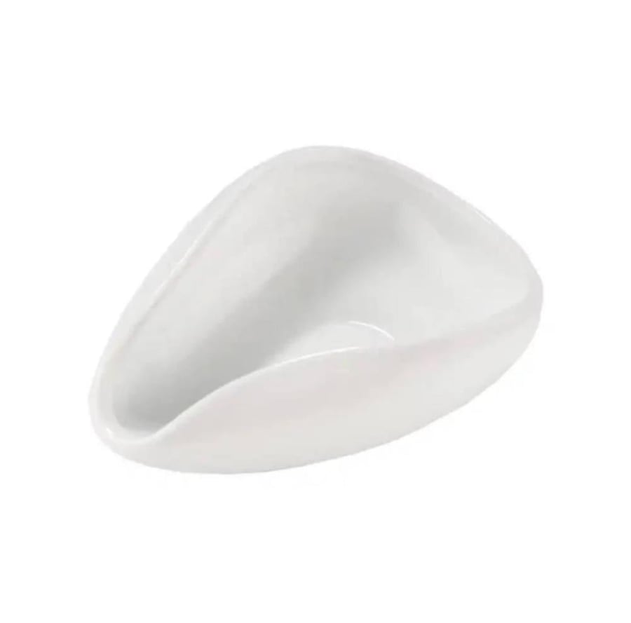 Plate and bowl for coffee bean doses, white ceramic