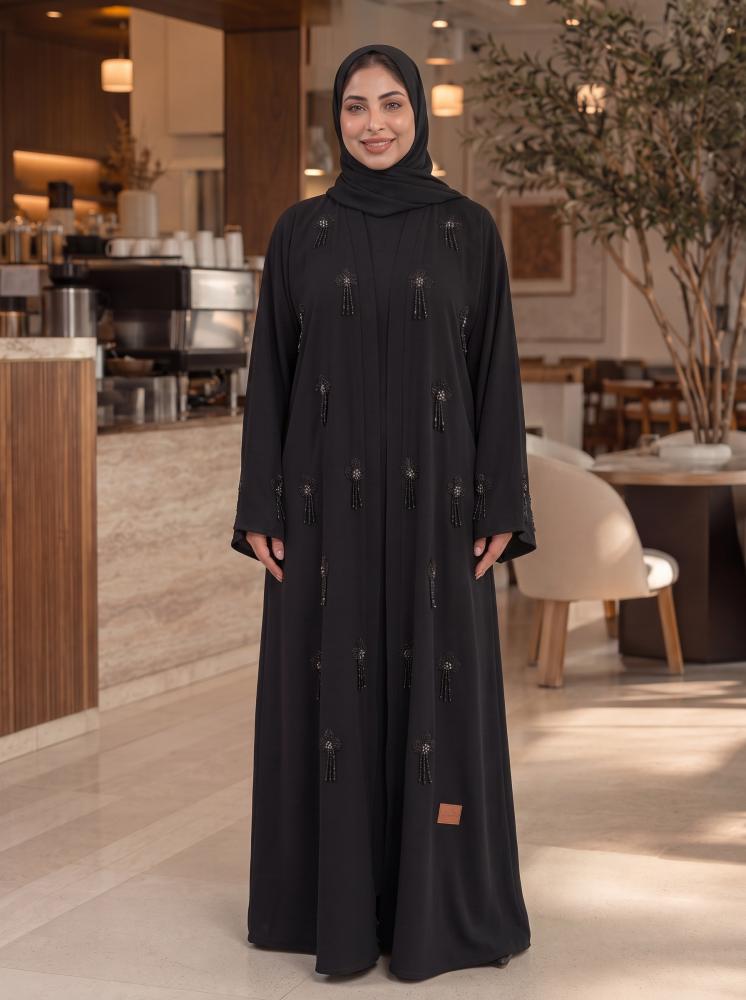 عباية شك أسود وفضي