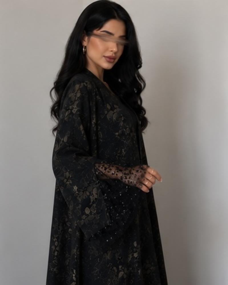 عباية ربع كلوش جاركار مع كم دانتيل