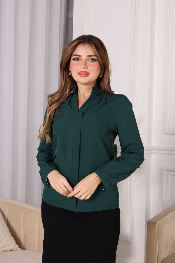 بلوزة زيتي رسميه للدوامات