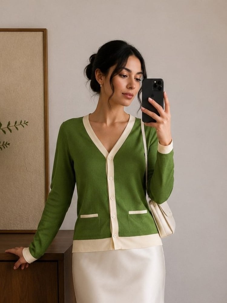 بلوزة نسائية بأكمام طويله وخط شيفون بالنصف