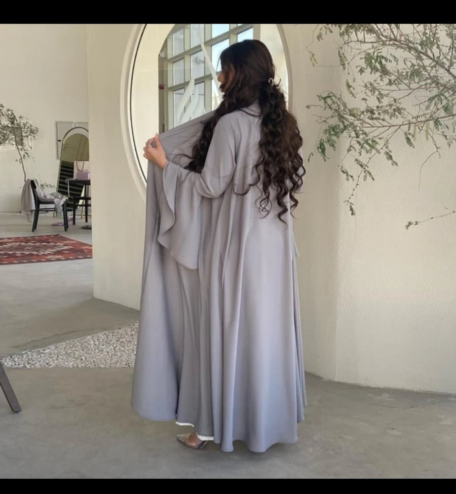 فستان اسلامى بى اكمام كشكشه انيق