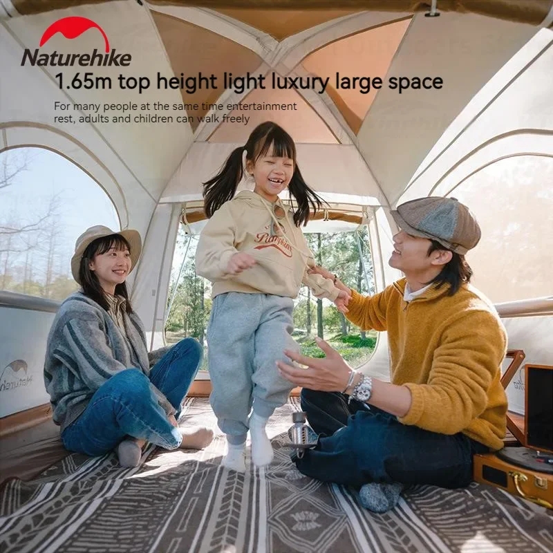 خيمة من Naturehike-ANGO مزودة بقبة هوائية تتسع لـ 3 أشخاص ، خيمة تخييم قابلة للنفخ مزودة بمضخة ، قماش أكسفورد 150D ، محمولة ، سهلة الإعداد ، بابين