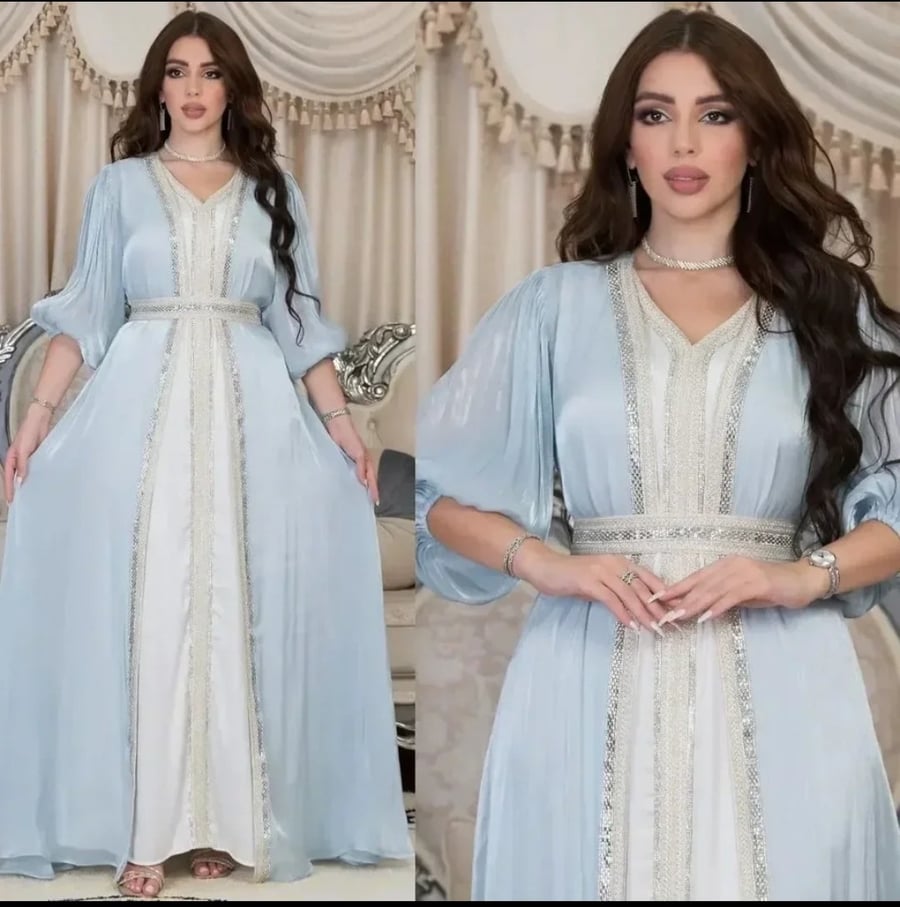 عباية إسلامية للنساء ، فستان قفطان مغربي ، فساتين حفلات ، رداء طويل ، رمضان ، دبي ، الهند ، تركيا ، الخريف ، طقم من قطعتين