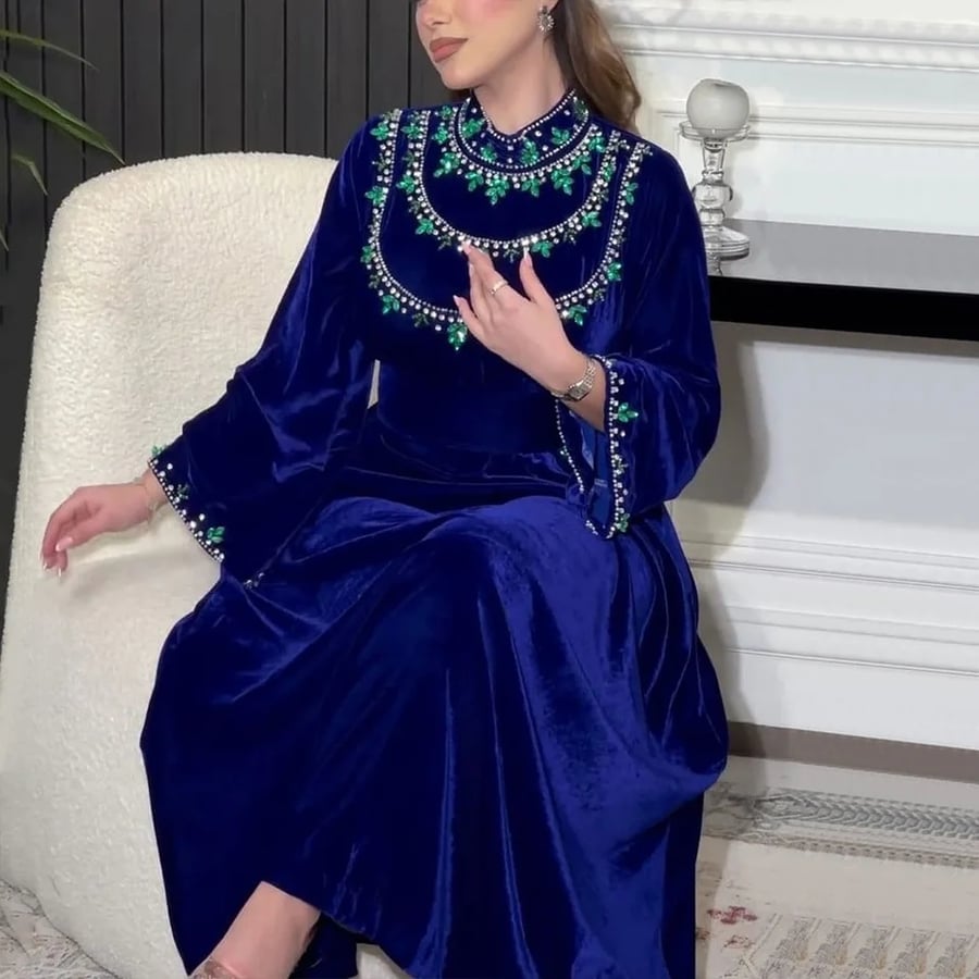عباية مخملية إسلامية للنساء ، فستان طويل طويل ، ثوب ماسي فاخر ، تركيا ، دبي ، عربي ، قفطان إسلامي ، ثوب حفلة مسائية ، قلابية ، خريف