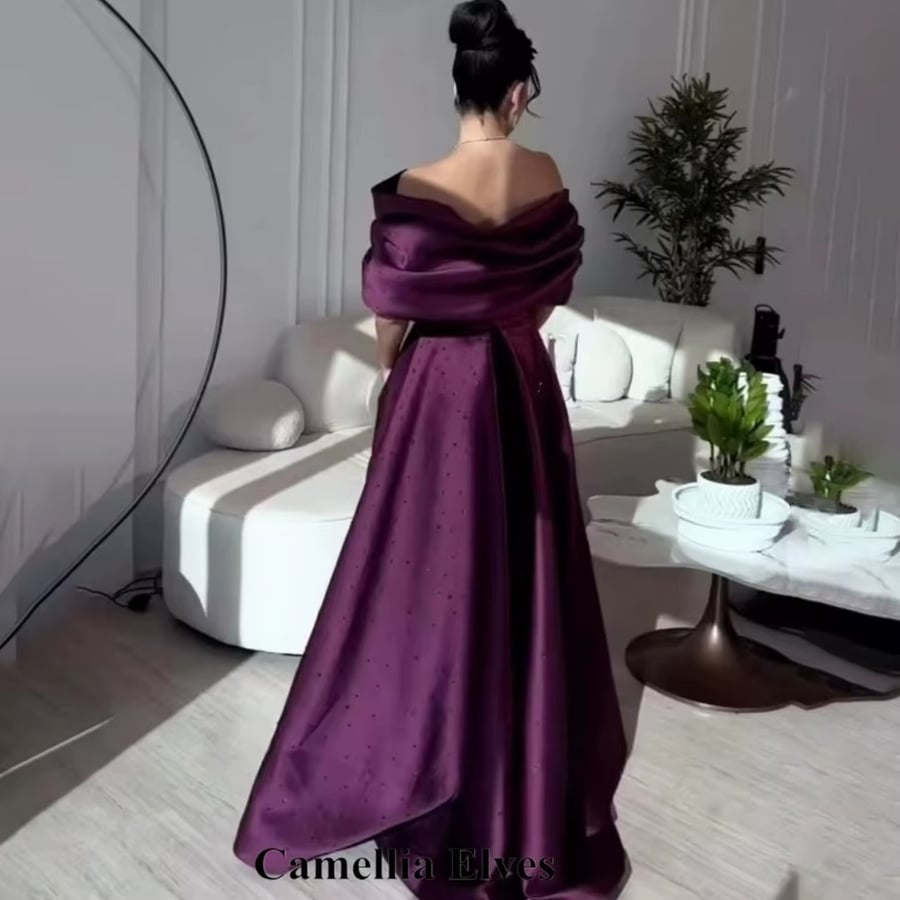 فستان سهرة رائع مخصص برقبة على شكل حرف v وسحّاب على شكل حرف a فستان ساحر مطرز بالخرز