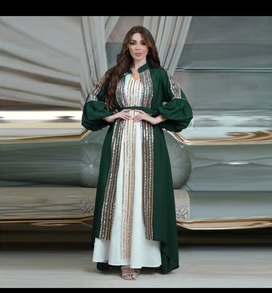 فستان نسائي مغربي للحفلات ، عباية ، تركيا ، دبي ، قفطان مسلم ، فساتين سهرة طويلة ، عبايات العيد ، السعودية ، الكويتية ، طقم مكون من قطعتين