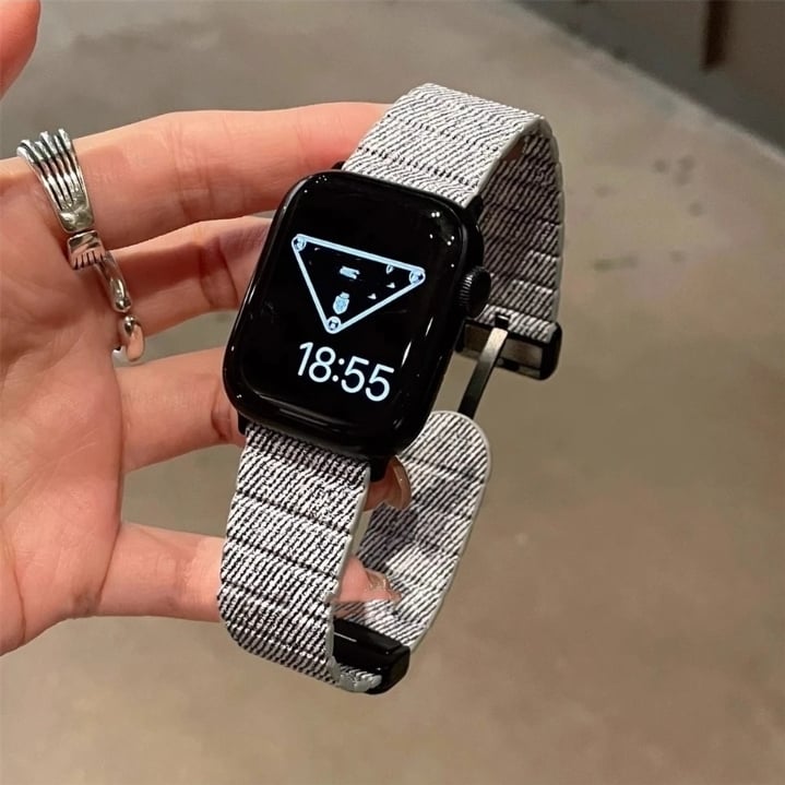 إن الدنيم سوار كاجوال ناعم لساعة أبل ، مشبك مغناطيسي شتوي ، ألترا iWatch ، 9 ، 8 ، 7 ، 6 ، 5 ، 4 ، 3 ، 2 ، SE ، 41: 49 ، ‏ 45 ، ‏ 44 ، ‏ 42 ، ‏ 40 ، ‏ 38