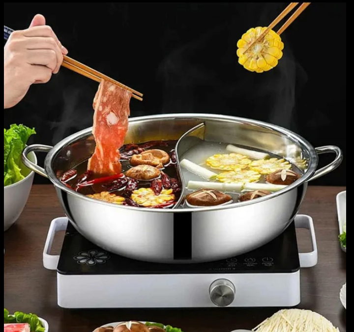 28/30سنتيمتر التوأم مقسمة إناء/قدر الفولاذ المقاوم للصدأ Hotpot المطبخ طباخ المنزل الطبخ تجهيزات المطابخ طبق طبق متوافق طباخ موقد غاز