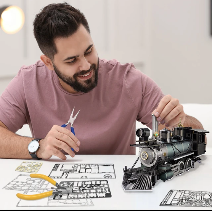 قاطرة التجمع نموذج لغز لغز ثلاثية الأبعاد لغز معدني اللعب المد اللعب اليدوية diy بها بنفسك