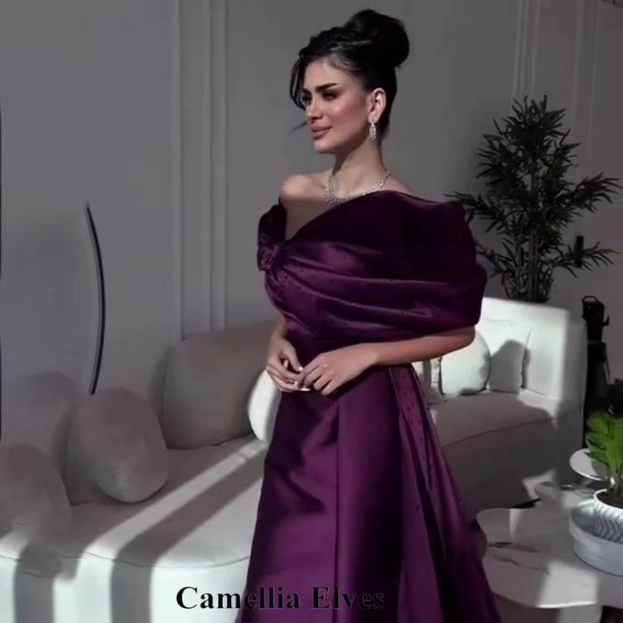فستان سهرة رائع مخصص برقبة على شكل حرف v وسحّاب على شكل حرف a فستان ساحر مطرز بالخرز