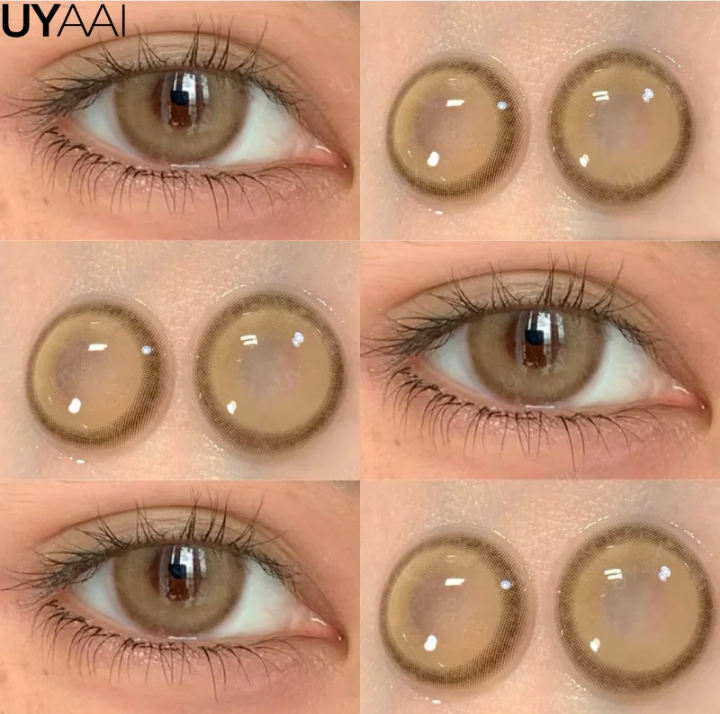 عدسات لاصقه ملونه للعيون موضه كوريه لون لبني UYAAL