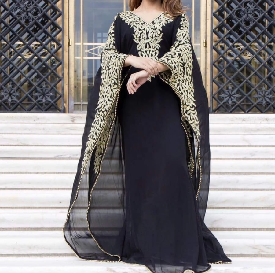 فستان نسائي دبي فستان جورجيت مغربي فستان عربي مسلم 56 بوصة