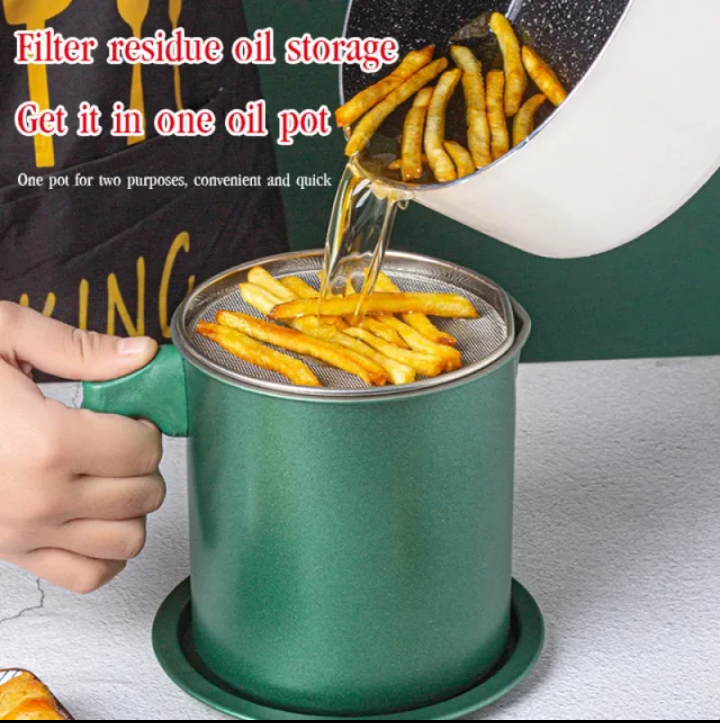 1.4L/1.7L الفولاذ المقاوم للصدأ فلتر زيت مصفاة وعاء شحم الخنزير الشحوم فاصل خزان زجاجة يمكن أدوات المطبخ المنزلية الطبخ