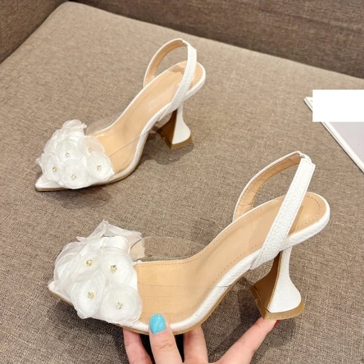 مضخات pvc شفافة من Eilyken بتصميم زهور للنساء ، أحذية بكعب عالٍ بمقدمة مدببة ، أحذية حفلات أنيقة