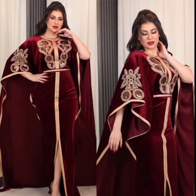 فستان ماكسي قفطان مسلم للنساء ، عربي ، دبي ، عباية ، مخمل فاخر ، قفطان ماروكين ، حفلة سهرة ، فساتين طويلة ، حفلة موسيقية نسائية ، 2023