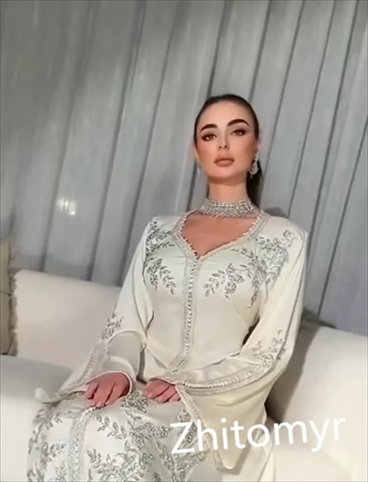 فستان سهرة من الساتان برقبة على شكل V ، فستان بطول الأرضية ، فستان سهرة رسمي وأنيق ، موضة