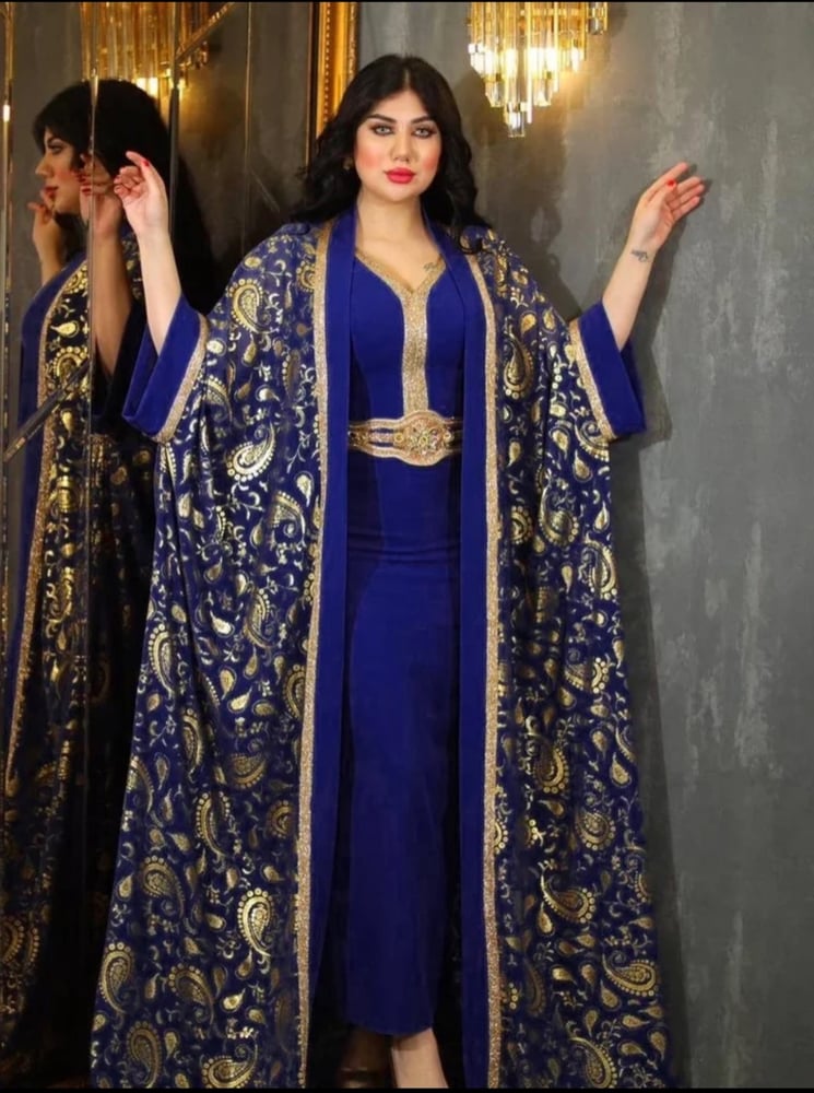 عباية نسائية إسلامية ، فستان للأعيد ، طقم من قطعتين ، عبايات مربوطة ، قفطان ، كارديستان إسلامي ، دبي ، عربي ، رداء طويل ، مغربي