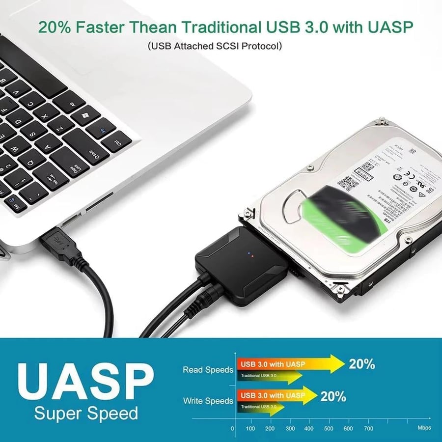 كابل SATA إلى USB 3.0 للأقراص HDD/SSD