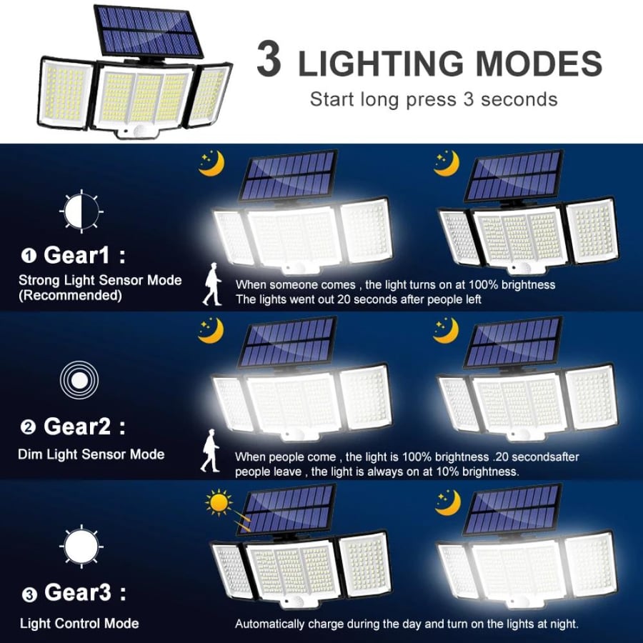 كشاف حائط شمسي 328/348 LED بحساس حركة