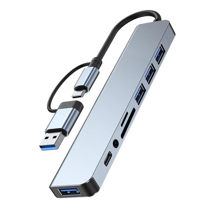 USB-C Hub 8 في 2 مع قارئ SD ومنفذ صوت