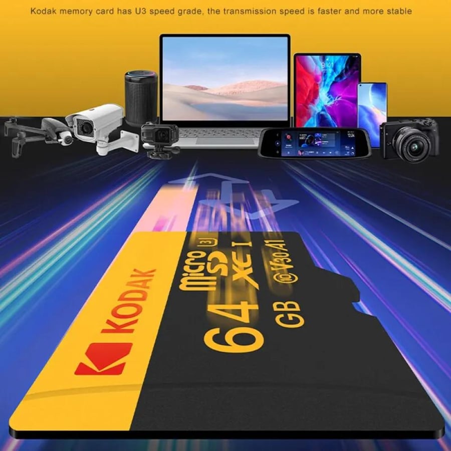 بطاقة ذاكرة Kodak MicroSD U3 حتى 100MB/s